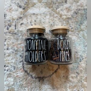 Rae Dunn Ponytail Holders/Bobby Pins Glass Storage Jars